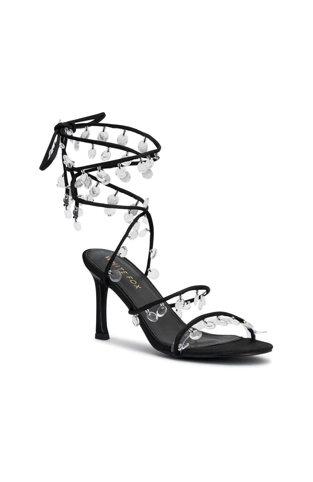 Rania Wrap Crystal Heels Black